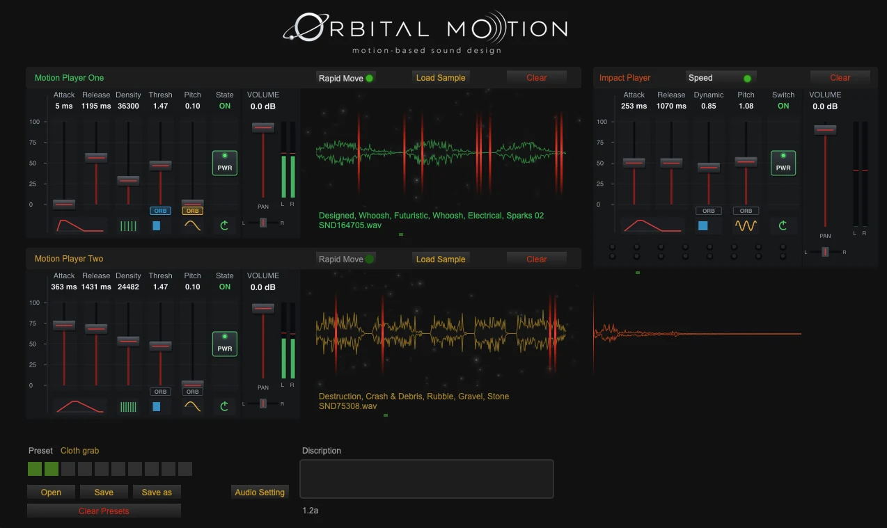 The ORBITAL MOTION sound design interface
